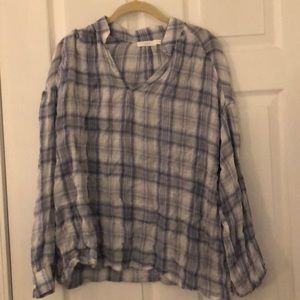 Lush Size XL blue plaid top